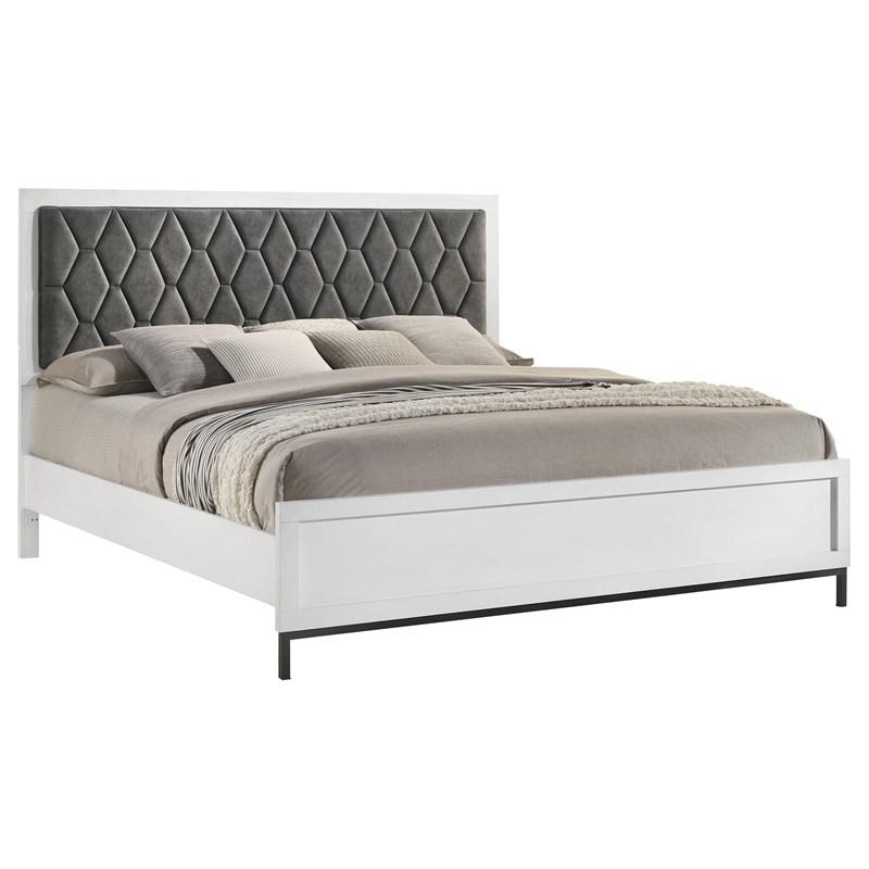Large Picture of Coaster Furniture Sonora 224861KE Eastern King Upholstered Panel Bed - White