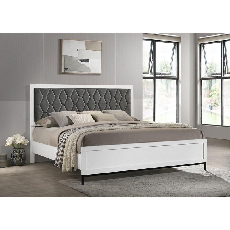 Large Picture of Coaster Furniture Sonora 224861KE Eastern King Upholstered Panel Bed - White