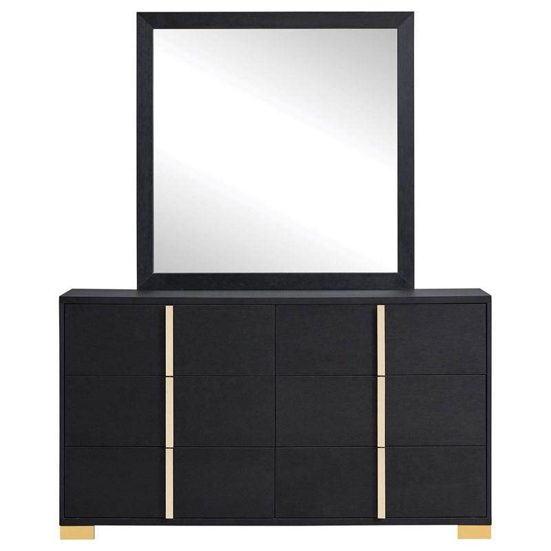 Large Picture of Coaster Furniture Marceline 222833M 6-Drawer Dresser with Mirror - Black
