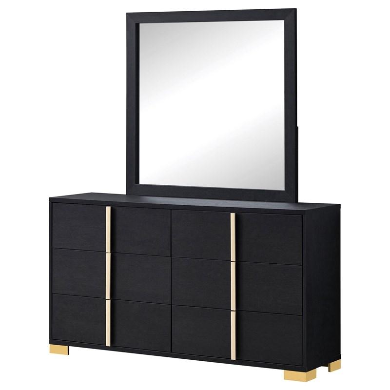 Large Picture of Coaster Furniture Marceline 222833M 6-Drawer Dresser with Mirror - Black
