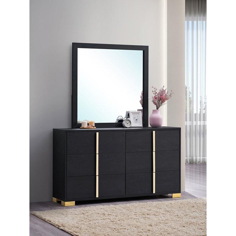 Large Picture of Coaster Furniture Marceline 222833M 6-Drawer Dresser with Mirror - Black