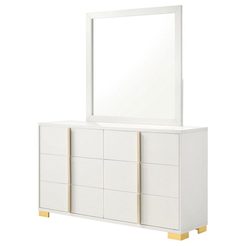 Large Picture of Coaster Furniture Marceline 222933M 6-Drawer Dresser with Mirror - White