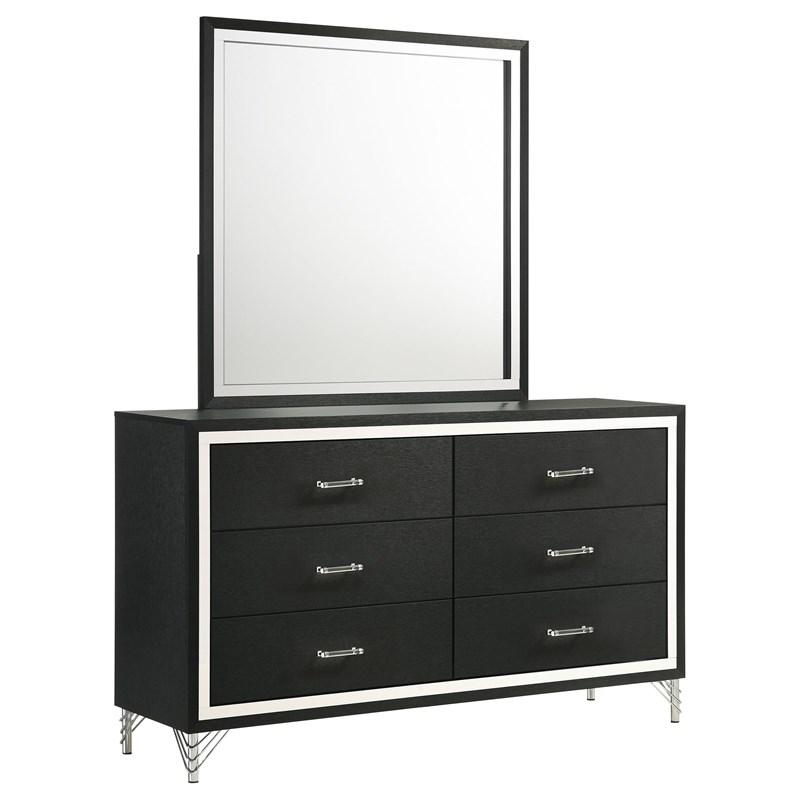 Coaster Furniture Lucia 224993M 6-Drawer Dresser and Mirror - Black