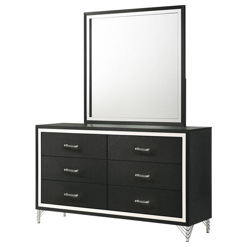 Large Picture of Coaster Furniture Lucia 224993M 6-Drawer Dresser and Mirror - Black