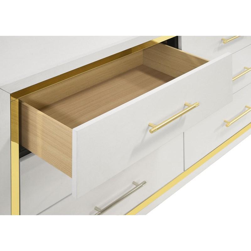 Large Picture of Coaster Furniture Lucia 224733M 6-Drawer Dresser with Mirror - White