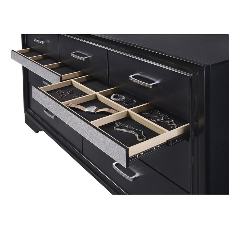 Large Picture of Coaster Furniture Miranda 206363M 7-Drawer Dresser with Mirror - Black