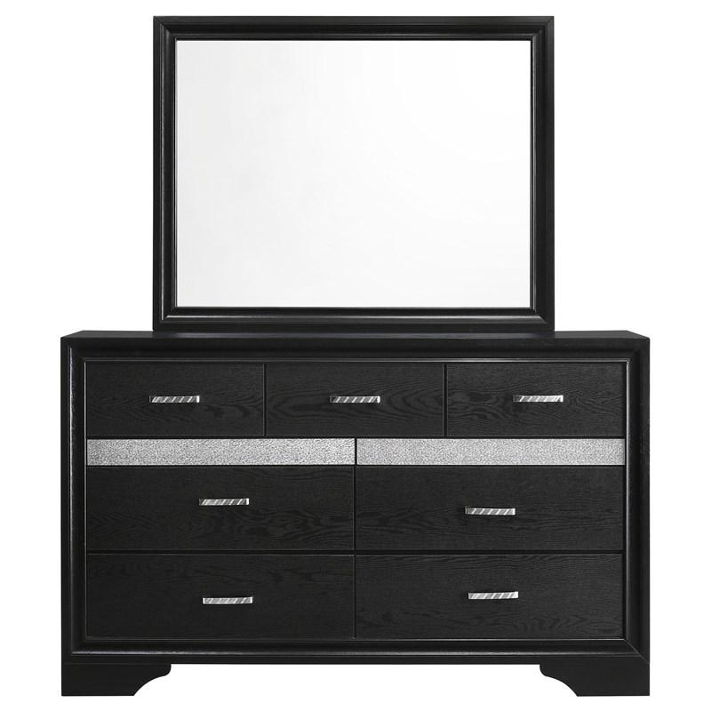 Large Picture of Coaster Furniture Miranda 206363M 7-Drawer Dresser with Mirror - Black