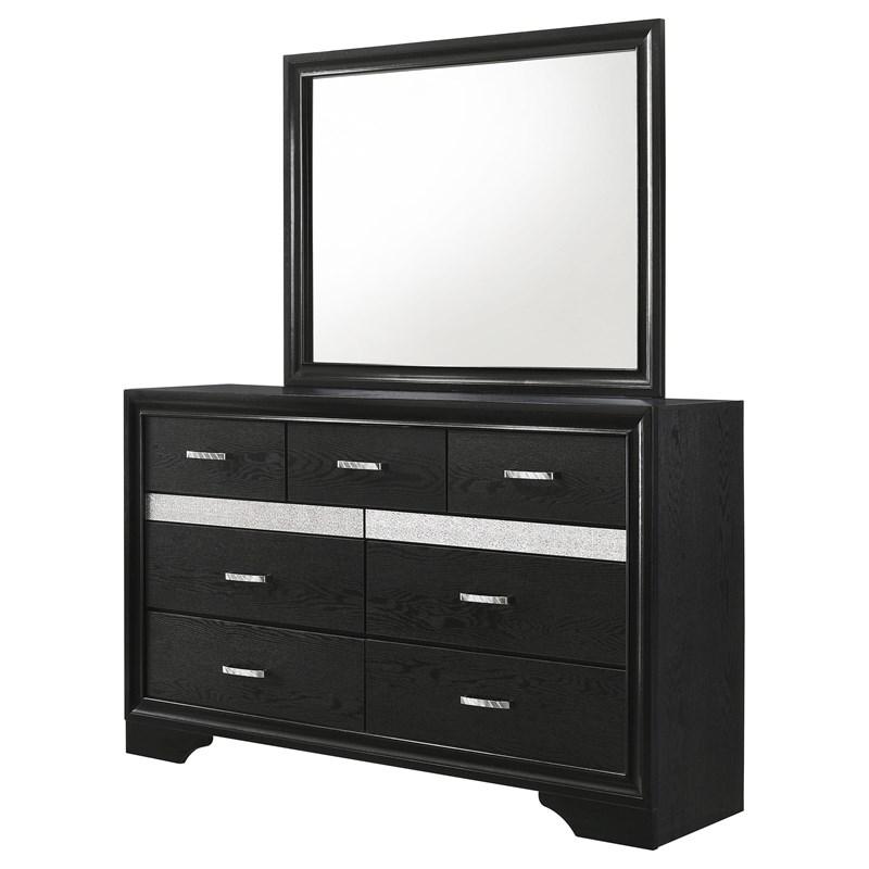 Large Picture of Coaster Furniture Miranda 206363M 7-Drawer Dresser with Mirror - Black