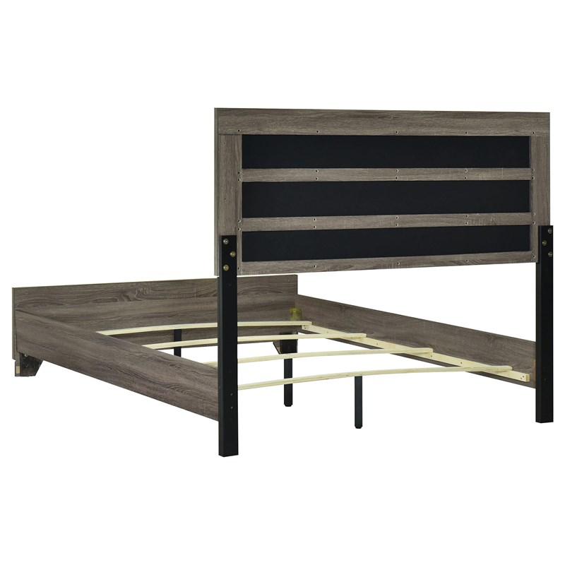 Large Picture of Coaster Furniture Wright 223341Q 52-inch Upholstered Queen Bed - Brown Oak
