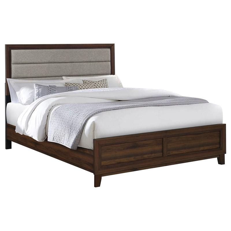 Large Picture of Coaster Furniture Welsley 223441Q 50-inch Upholstered Queen Bed - Walnut