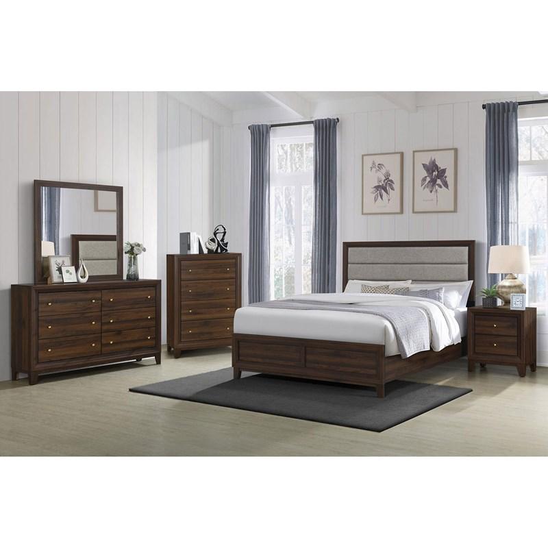 Large Picture of Coaster Furniture Welsley 223441Q 50-inch Upholstered Queen Bed - Walnut