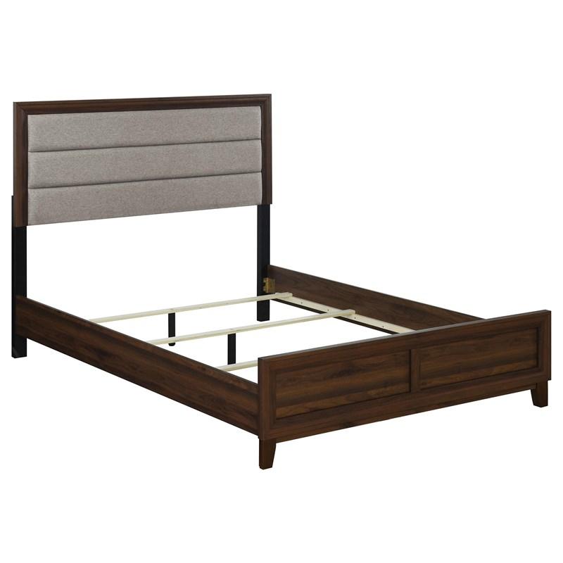 Coaster Furniture Welsley 223441KE 50-inch Upholstered Eastern King Bed - Walnut