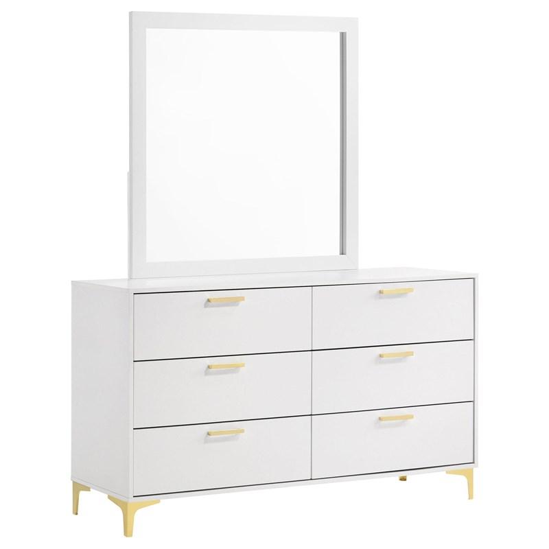 Coaster Furniture Kendall 224403M 6-Drawer Dresser with Mirror - White