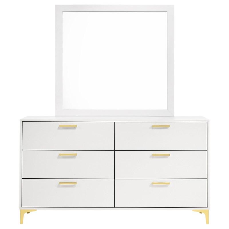 Large Picture of Coaster Furniture Kendall 224403M 6-Drawer Dresser with Mirror - White