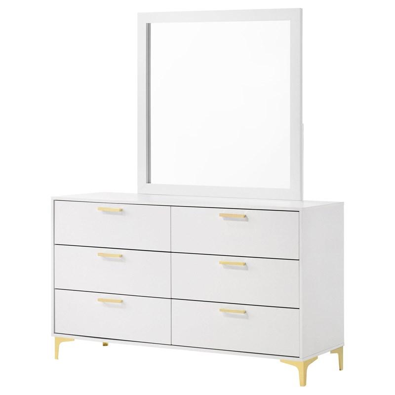 Large Picture of Coaster Furniture Kendall 224403M 6-Drawer Dresser with Mirror - White
