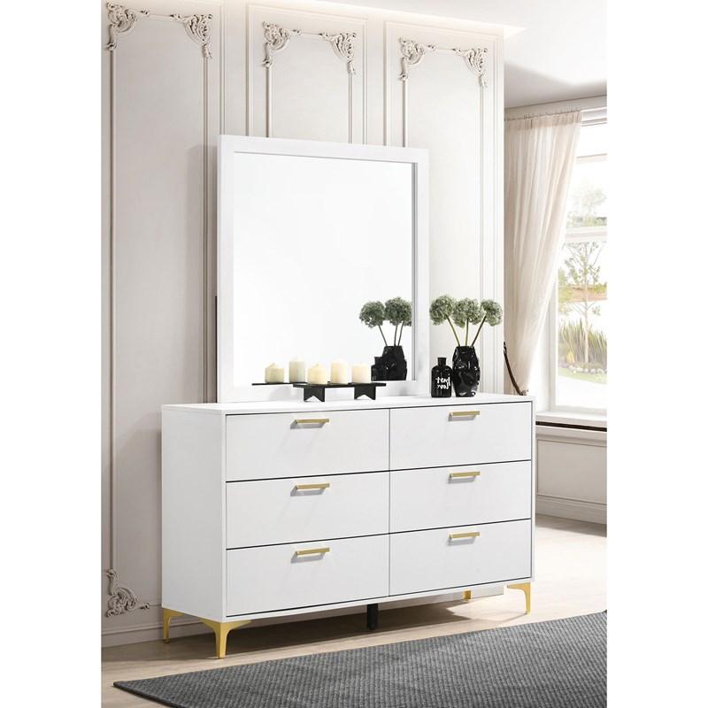 Large Picture of Coaster Furniture Kendall 224403M 6-Drawer Dresser with Mirror - White