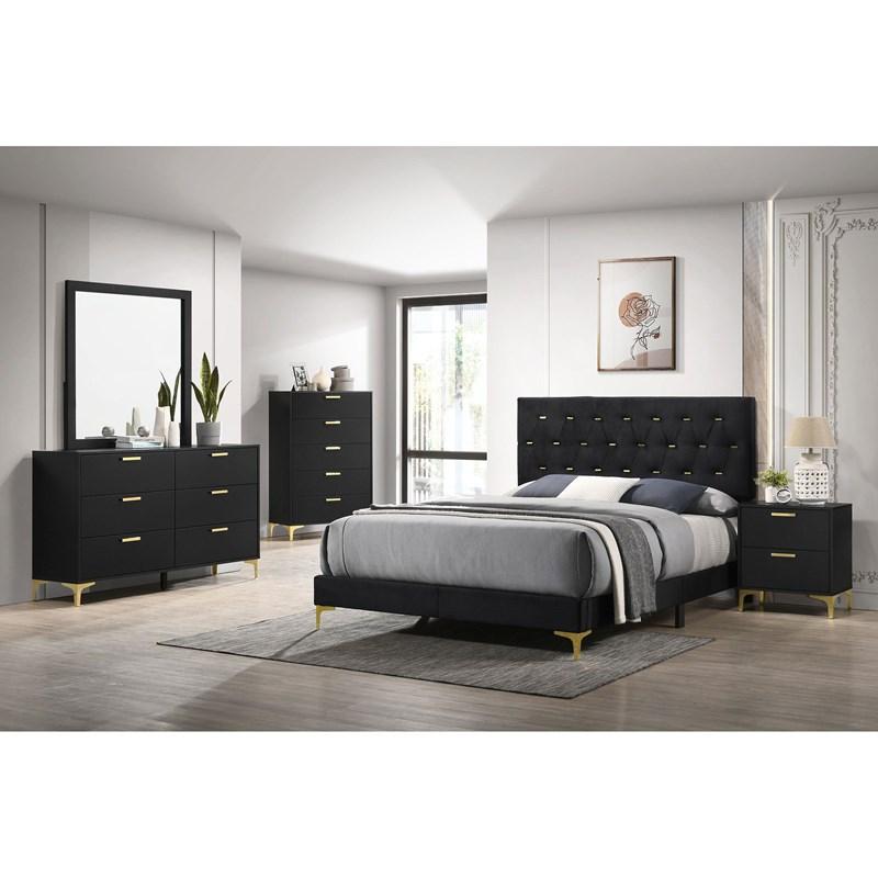 Large Picture of Coaster Furniture Kendall 224453M 6-Drawer Dresser with Mirror - Black