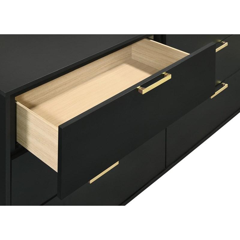 Large Picture of Coaster Furniture Kendall 224453M 6-Drawer Dresser with Mirror - Black