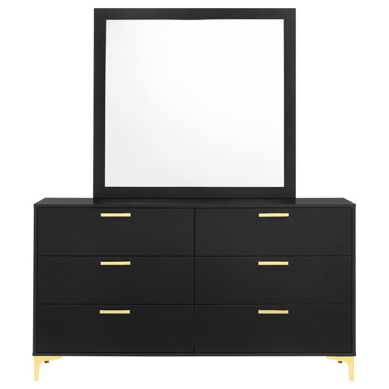 Large Picture of Coaster Furniture Kendall 224453M 6-Drawer Dresser with Mirror - Black