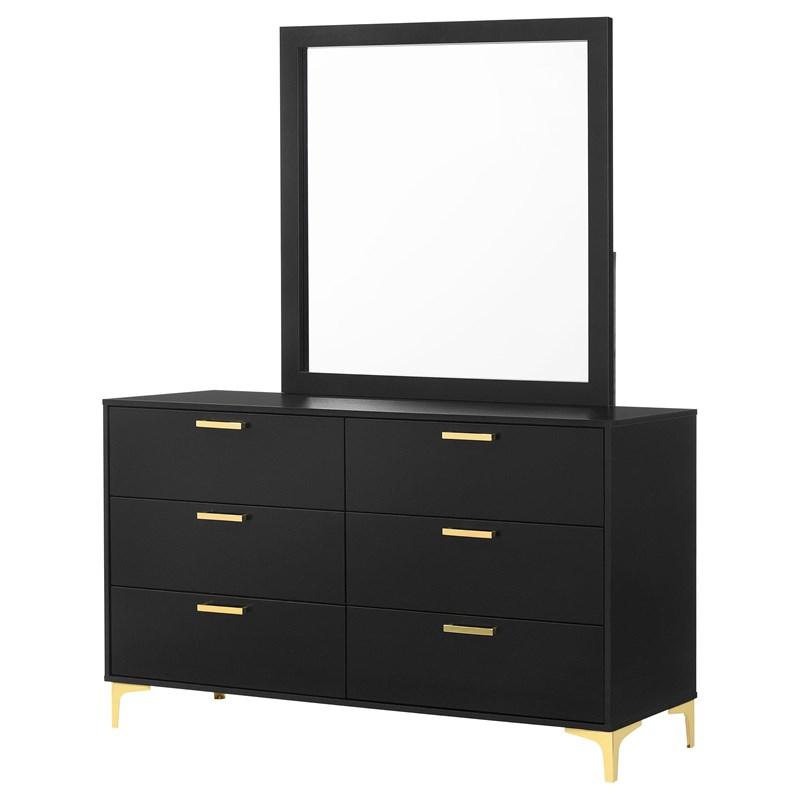 Large Picture of Coaster Furniture Kendall 224453M 6-Drawer Dresser with Mirror - Black