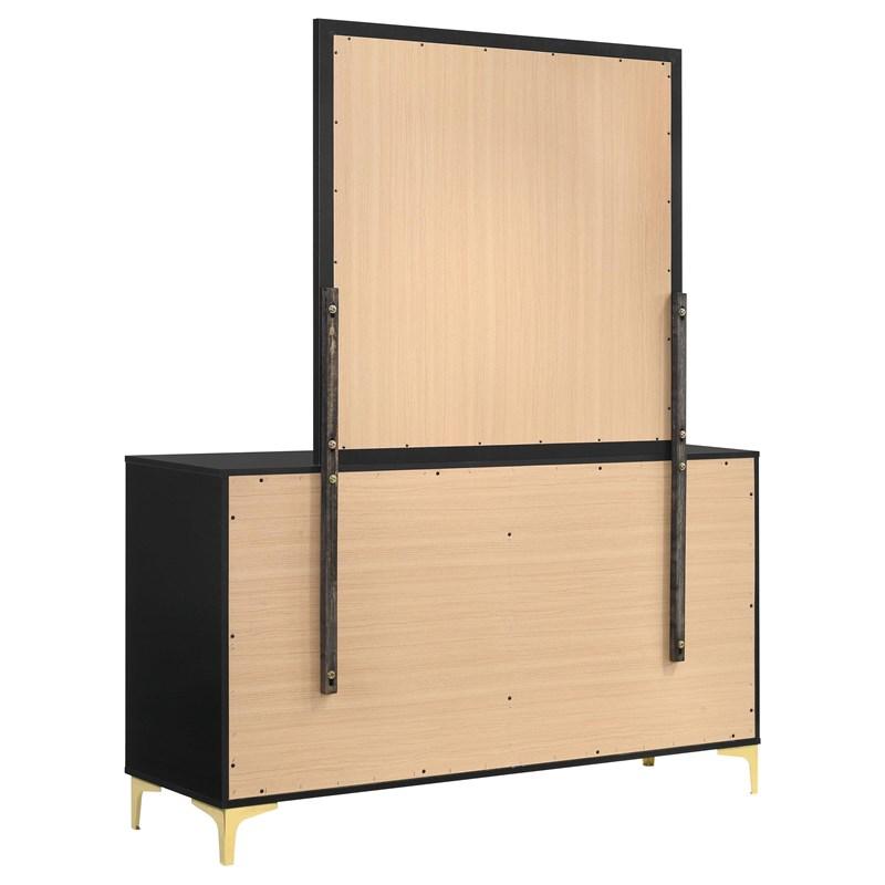 Large Picture of Coaster Furniture Kendall 224453M 6-Drawer Dresser with Mirror - Black