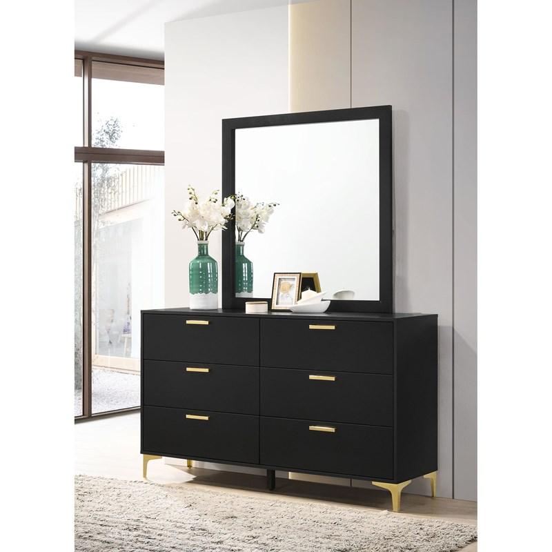 Large Picture of Coaster Furniture Kendall 224453M 6-Drawer Dresser with Mirror - Black
