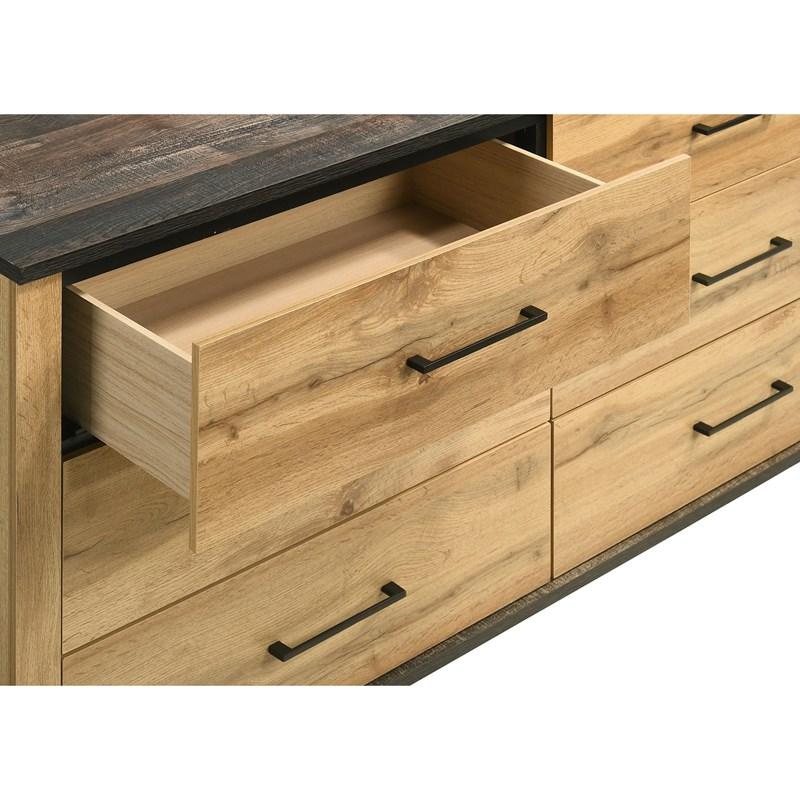 Large Picture of Coaster Furniture Kaywood 225003M 6-Drawer Dresser and Mirror - Natural Pine