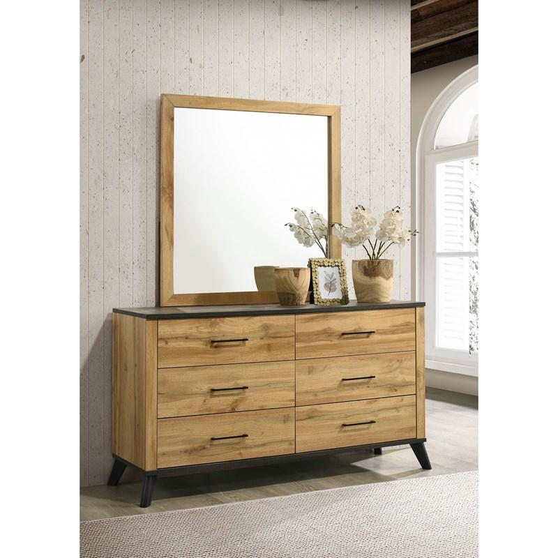 Large Picture of Coaster Furniture Kaywood 225003M 6-Drawer Dresser and Mirror - Natural Pine