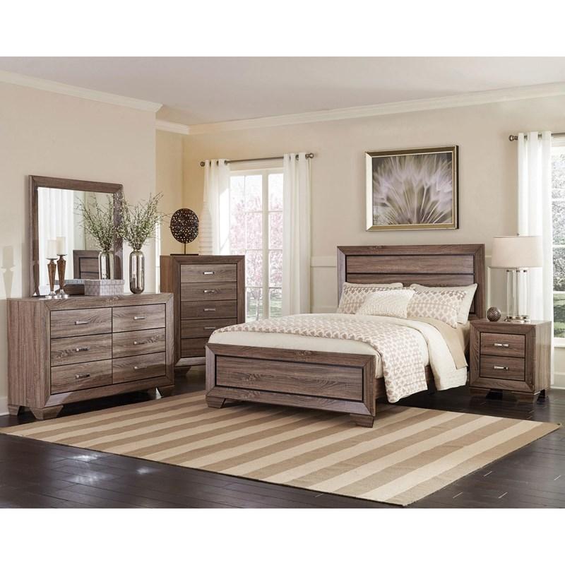 Large Picture of Coaster Furniture Kauffman 204193M 6-Drawer Dresser with Mirror - Washed Taupe