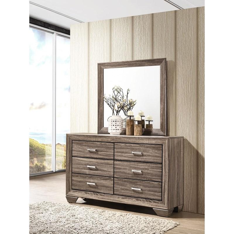 Large Picture of Coaster Furniture Kauffman 204193M 6-Drawer Dresser with Mirror - Washed Taupe