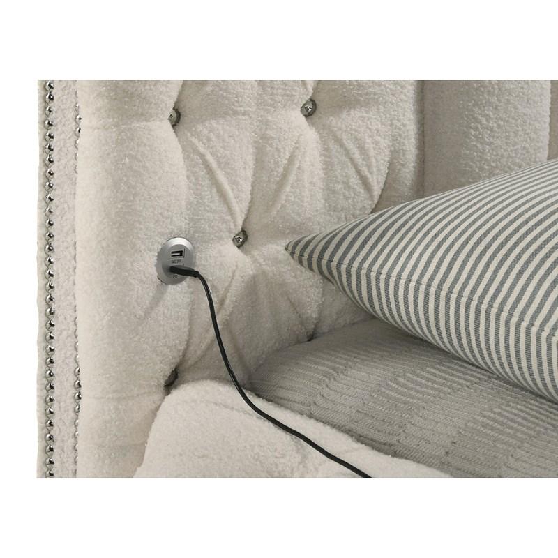 Large Picture of Coaster Furniture Sonya 360111Q Upholstered Queen Round Storage Bed - Ivory