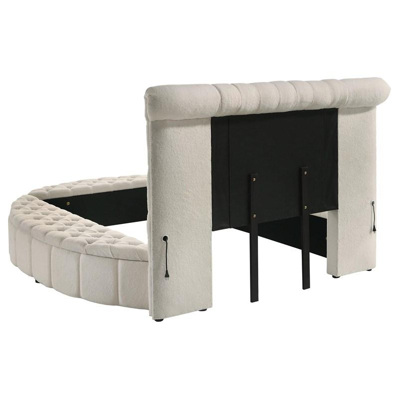 Large Picture of Coaster Furniture Sonya 360111Q Upholstered Queen Round Storage Bed - Ivory