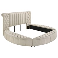Coaster Furniture Sonya 360111KE Upholstered Eastern King Round Storage Bed - Ivory (Beds - King)