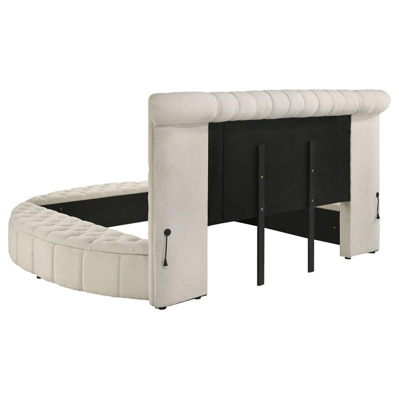 Large Picture of Coaster Furniture Sonya 360111KE Upholstered Eastern King Round Storage Bed - Ivory
