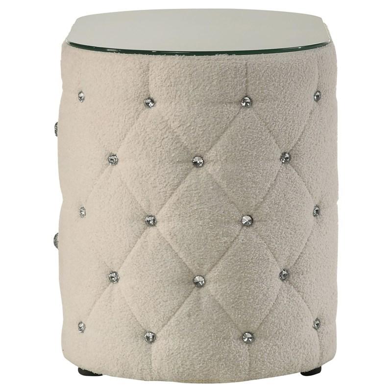 Large Picture of Coaster Furniture Sonya 360112 2-Drawer Upholstered Nightstand Bedside Table - Ivory