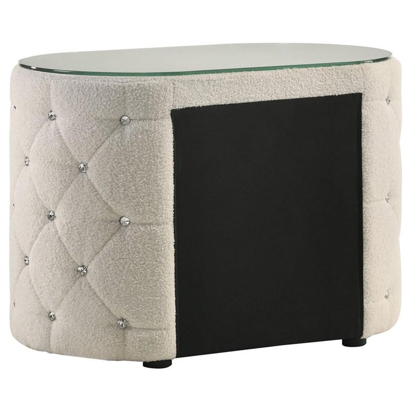 Large Picture of Coaster Furniture Sonya 360112 2-Drawer Upholstered Nightstand Bedside Table - Ivory