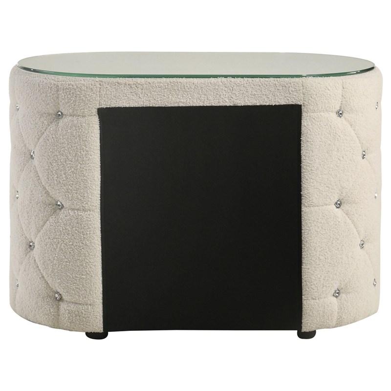 Large Picture of Coaster Furniture Sonya 360112 2-Drawer Upholstered Nightstand Bedside Table - Ivory