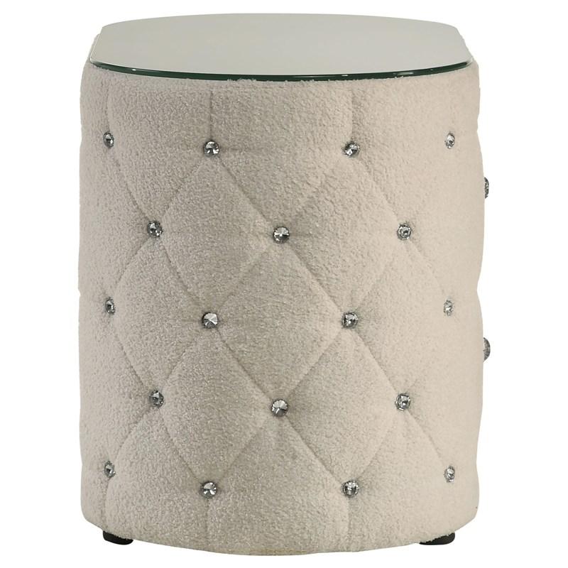 Large Picture of Coaster Furniture Sonya 360112 2-Drawer Upholstered Nightstand Bedside Table - Ivory