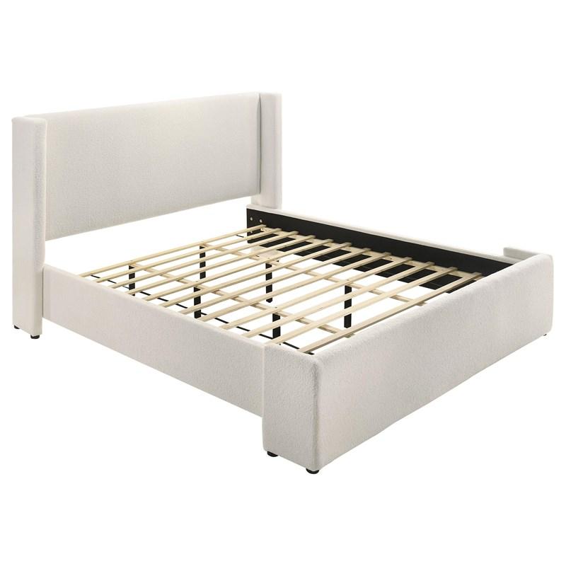 Coaster Furniture Alamosa 310078KE Boucle Upholstered Eastern King Platform Bed - White