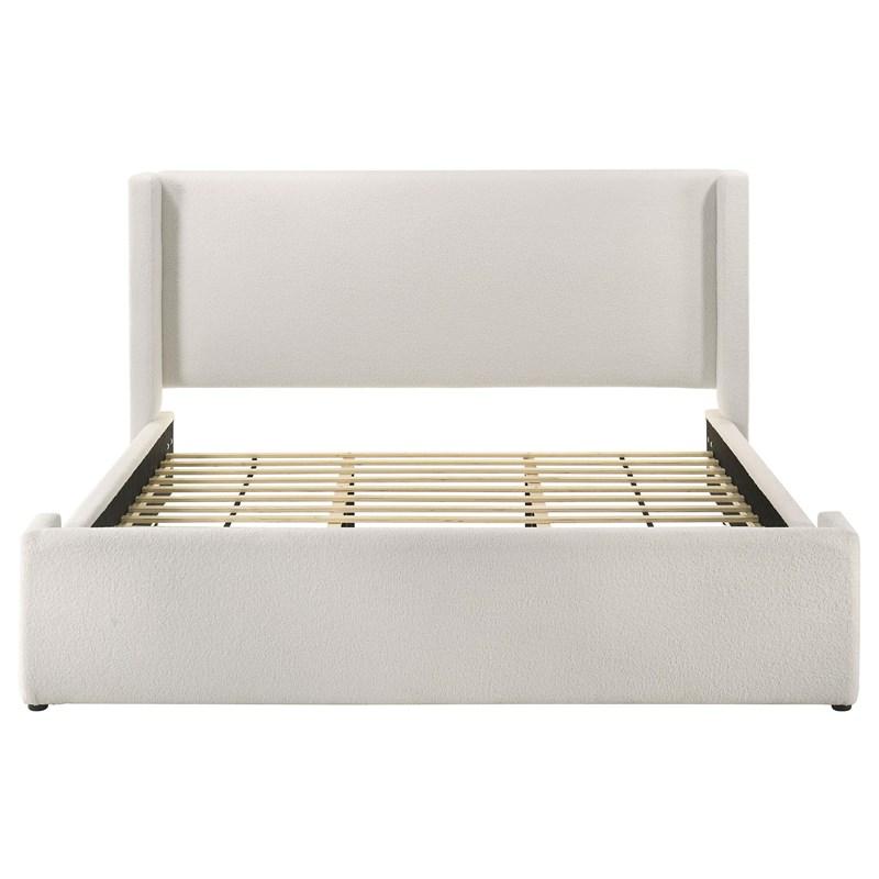 Large Picture of Coaster Furniture Alamosa 310078KE Boucle Upholstered Eastern King Platform Bed - White