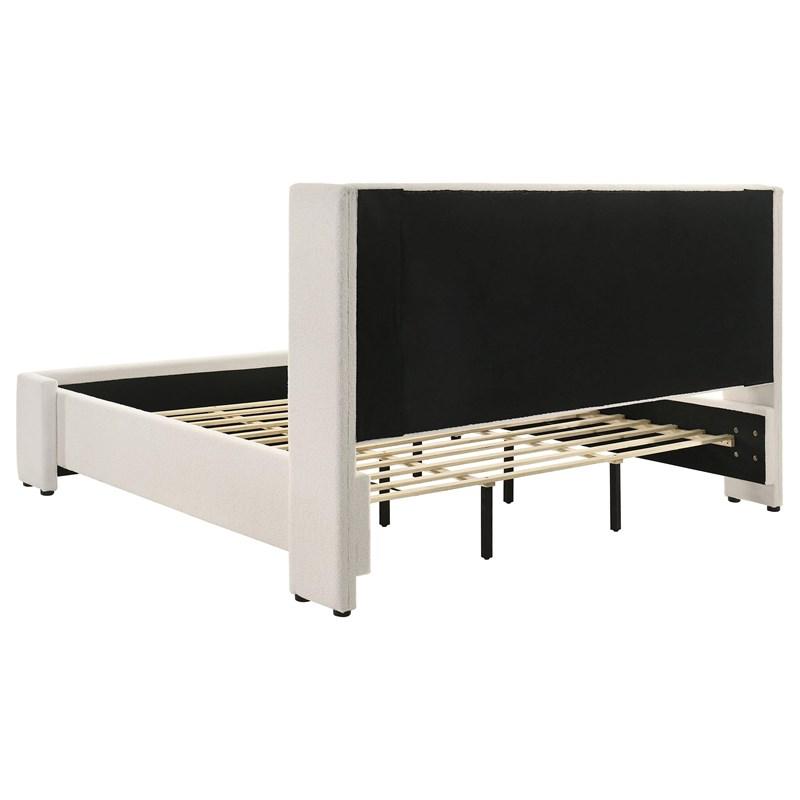 Large Picture of Coaster Furniture Alamosa 310078KE Boucle Upholstered Eastern King Platform Bed - White