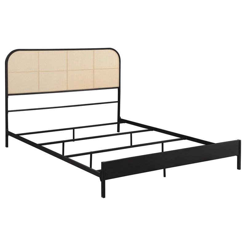 Coaster Furniture Amherst 360351Q Radio Weave Rattan Metal Queen Bed - Black