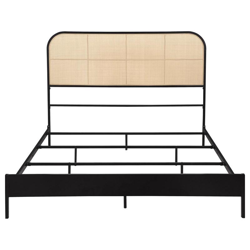 Large Picture of Coaster Furniture Amherst 360351Q Radio Weave Rattan Metal Queen Bed - Black