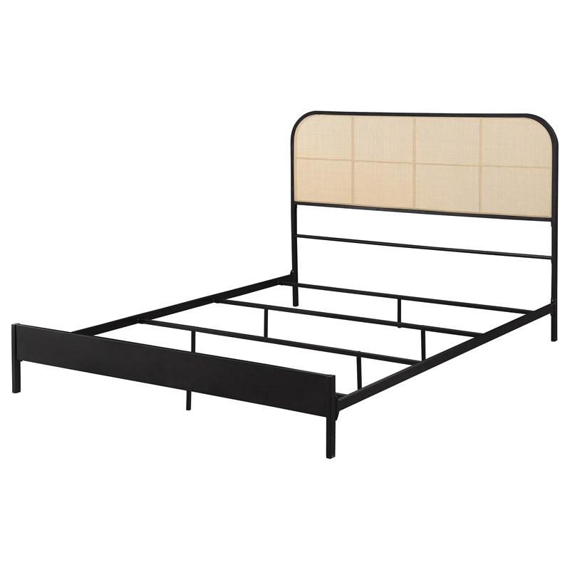 Large Picture of Coaster Furniture Amherst 360351Q Radio Weave Rattan Metal Queen Bed - Black
