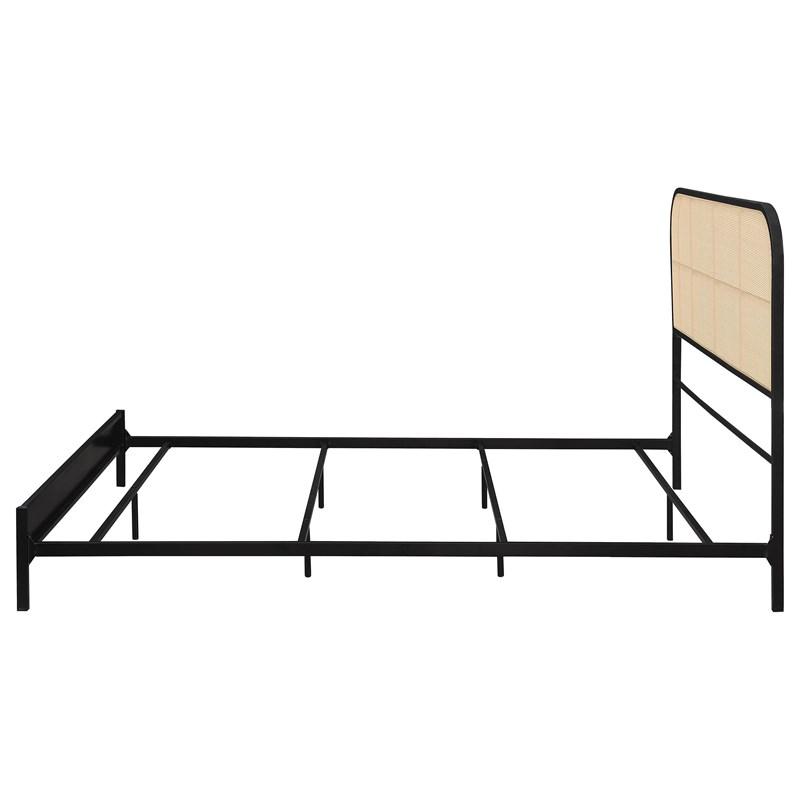 Large Picture of Coaster Furniture Amherst 360351Q Radio Weave Rattan Metal Queen Bed - Black