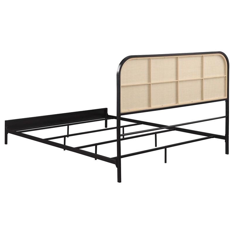 Large Picture of Coaster Furniture Amherst 360351Q Radio Weave Rattan Metal Queen Bed - Black
