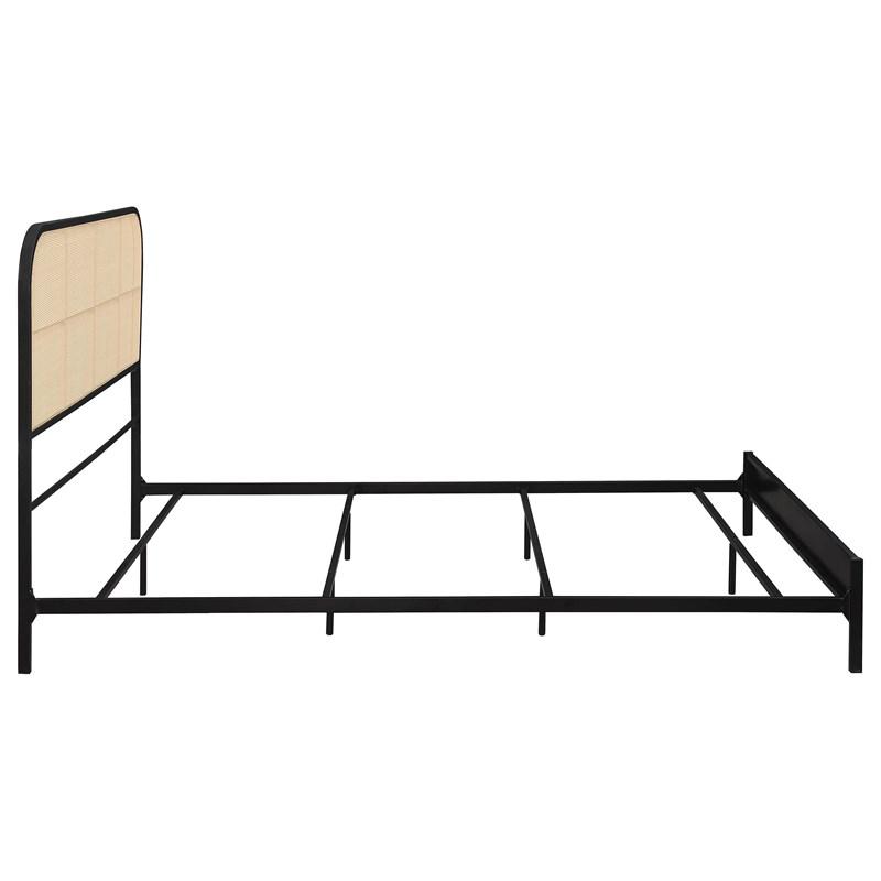 Large Picture of Coaster Furniture Amherst 360351Q Radio Weave Rattan Metal Queen Bed - Black