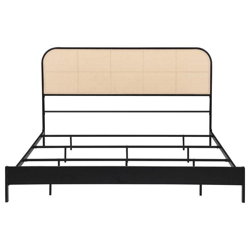 Large Picture of Coaster Furniture Amherst 360351KE Radio Weave Rattan Metal Eastern King Bed - Black