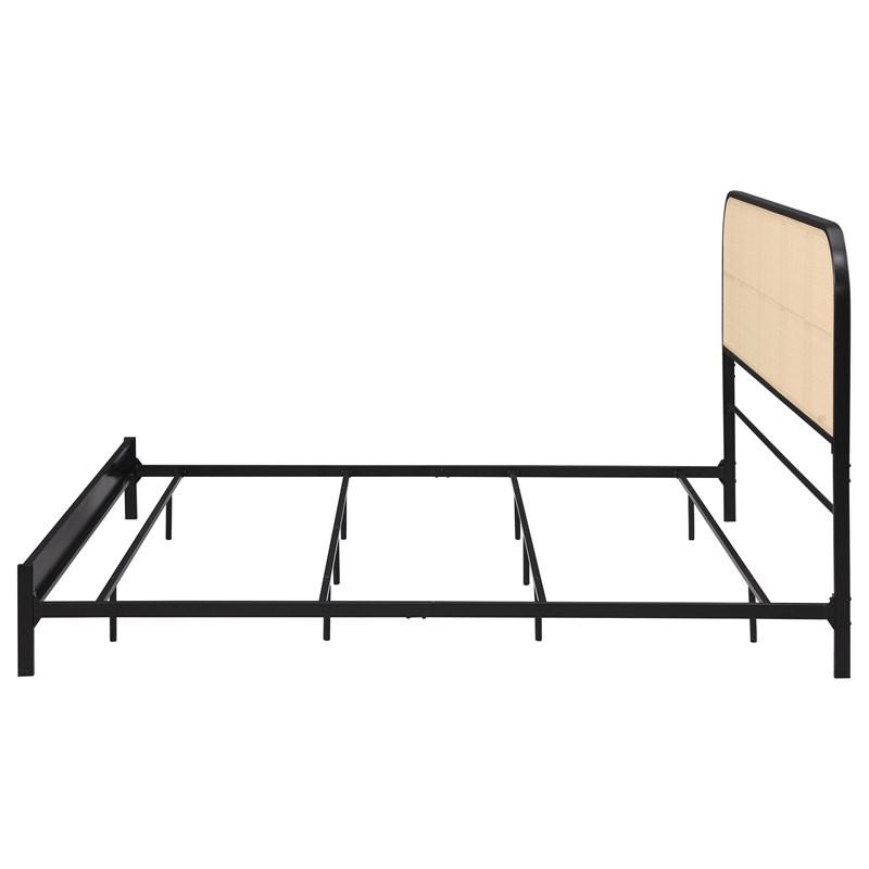 Large Picture of Coaster Furniture Amherst 360351KE Radio Weave Rattan Metal Eastern King Bed - Black