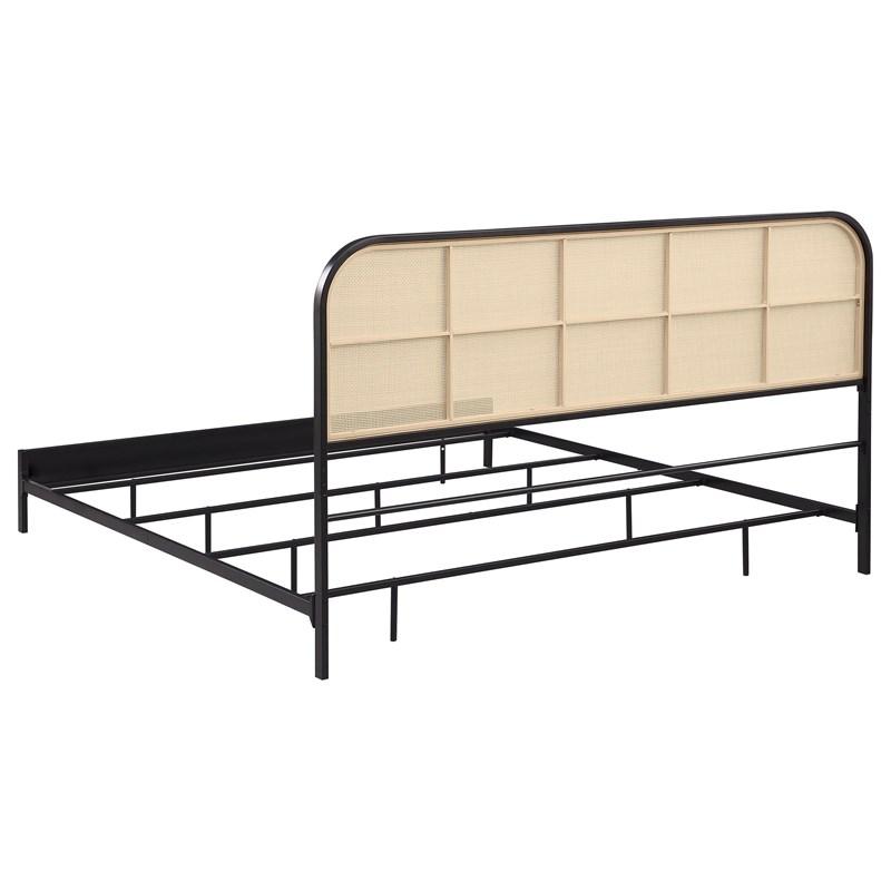 Large Picture of Coaster Furniture Amherst 360351KE Radio Weave Rattan Metal Eastern King Bed - Black